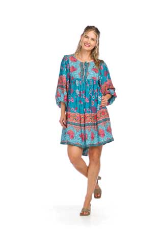 PD-16668 - FLORAL BOHO DRESS WITH POCKETS - Colors: AS SHOWN - Available Sizes:XS-XXL - Catalog Page:29 
